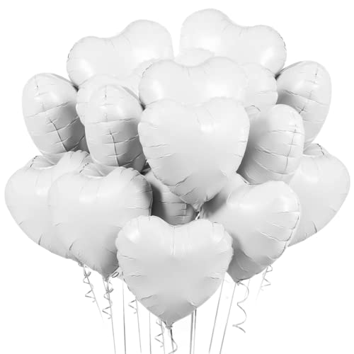Herz Folienballon Weiß 20 Stück,Herz Helium Luftballons,Heliumballon Herzen,Herzluftballons,Herzform Folienluftballon Herzballons Geeignet für Geburtstag Hochzeit Verlobung Brautdusche Valentinstag