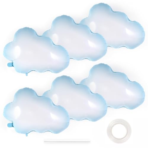 Wolkenförmige Luftballons, 6 Stück Wolke Luftballon, Wolke Ballons, Wolken Deko Folienballon, Wolkenförmige Aluminium Folienballo, Für Cloud Party Baby Shower Decorations Supplies