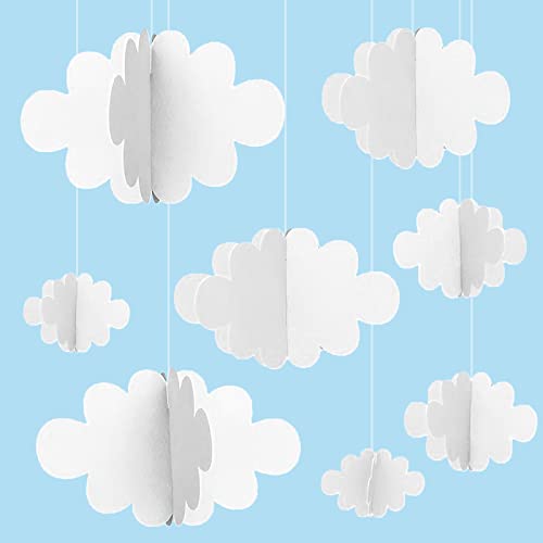 Vordpe 16 Stück Gefälschte Wolken für Decke, 3D Wolke Hängende Dekorationen, Künstliche Wolken Requisiten, Wolken Ornamente für Kinderzimmer, Kinderzimmer, Babytaufe, Party, Hochzeit, Bühnendekor