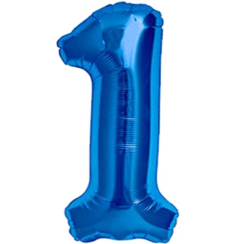 Luftballon 1. Geburtstag Zahl 1 Blau XXL Riesen Folienballon 100cm Geburtstagsdeko Jungen Ballon Zahl Deko zum Geburtstag. Fliegt mit Helium.