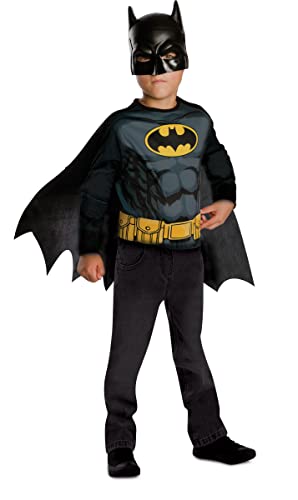 rubies ii, llc Rubies – DC offizielles Batman-Kostüm – Einheitsgröße 5 – 8 Jahre – Kostüm mit Langarm-Top, Umhang mit Klettverschluss und Maske – für Halloween, Karneval, Weihnachten