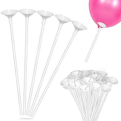 100 Stück Mehrweg Luftballons Plastikstäbe, Wiederverwendbar Ballonstäbe Stäbe Halter für Balloon，für Dekoration Geburtstag Party, Hochzeits, Feier Zubehör