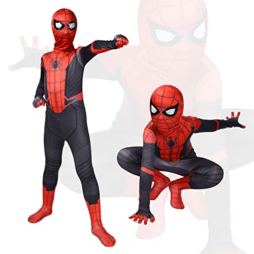 ACWOO Spiderman Kostüm Kinder, Superheld 3D Anime Anzug, Spiderman Bodysuit, Junge Mädchen Cosplay Halloween Christmas Karneval Party Kostüm (140)