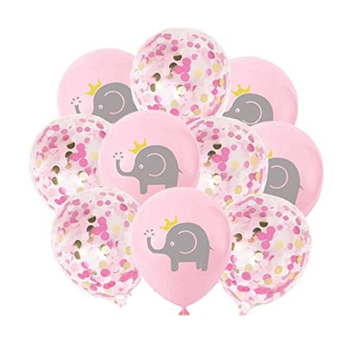 DIWULI süßes Elefant Luftballon Set rosa, Elefanten Tier-Ballons, Latex-Ballons Konfetti, Kinder-Geburtstag Mädchen, Motto-Party, Geburtstagsparty Dekoration, Geschenk-Deko, Tier-Party, Zoo Dschungel
