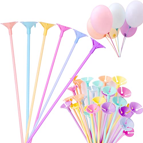 Ballonstäbe Luftballon Halter Luftballon Stäbe 100 Stück Luftballonstäbe mit Halterung 32cm Ballon Stäbe Mehrfarbig Wiederverwendbar Für Hochzeit Geburtstag Jahrestag Parteien (100)