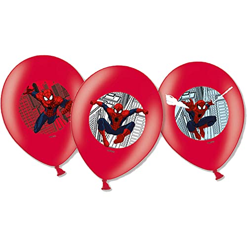 Amscan 999241 - 6 Latexballons Spider-Man, Durchmesser 27,5 cm, Dekoration, Superheld, Luftballon, Geburtstag, Themenparty