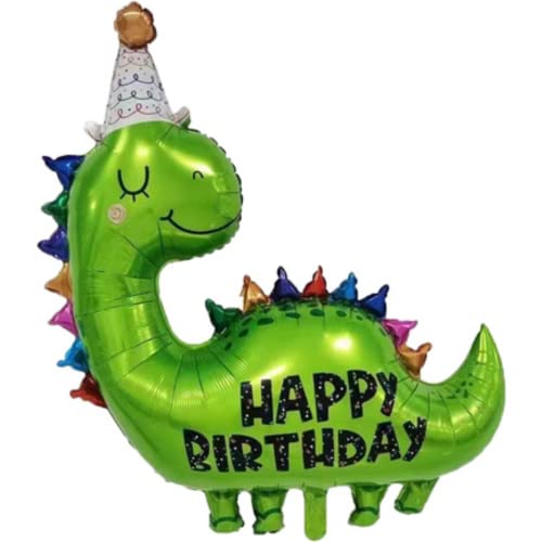 DIWULI XXL Dinosaurier Happy Birthday Luftballon, Dino Langhals Folien-Ballon, Folien-Luftballon Kinder-Geburtstag Junge, Geburtstagsballon, Dino-Party, Motto-Party, Dino-Geburtstagsparty, Dekoration