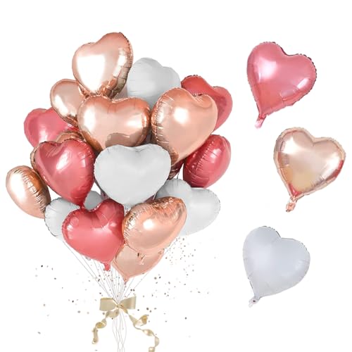 30 Stück 18 Zoll Herzballons,Herz Folienballon, Herzform Heliumballons für Party,Geburtstag,Valentinstag, Hochzeit, Verlobung,Muttertag Dekoration