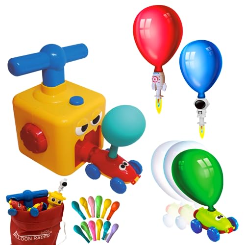 Starlyf Spielzeug-Auto Balloon Racer, (22-TLG), mit Luftballon angetriebenes Auto und Rakete + 12 Ballons, Kinder Spielzeug Set, Kreativspielzeug, Spielspaß für Kinder, Outdoor-Spielzeug