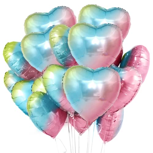 Herz Folienballon Bunt 20 Stück,Herz Helium Luftballons,Heliumballon Herzen,Herzluftballons,Herzform Folienluftballon Herzballons Geeignet für Geburtstag Hochzeit Verlobung Brautdusche Valentinstag