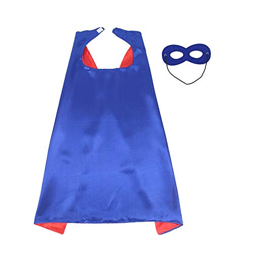 TOPWAYS® Superhelden Kostüm Capes und Masken für Kinder, Masquerade Kostüm für Kinder (blue-red)