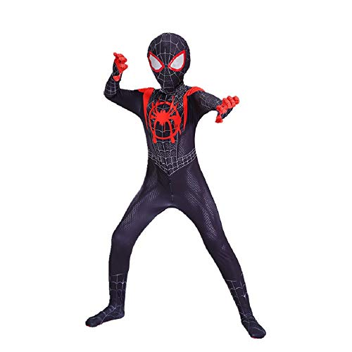 Diudiul Luxus Kids Superheld Spiderman Kostüme für Kinder Action Dress Ups und Zubehör Party Cosplay Kostüm (M(120-130cm), Schwarz-Kind)