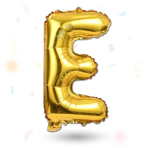 FUNXGO Folienballon Buchstaben gold E - Buchstaben Luftballon Klein E - ca. 40cm Nur Luftfüllung - Ideal für Geburtstag, Hochzeit & Party Deko - Ballon Buchstabe E gold