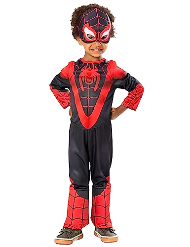 Rubies – Offizielles Marvel – Spiderman – Klassisches Spinn Miles Morales Kostüm für Kinder – Größe 3 bis 4 Jahre – Spidey und seine Freunde – Kostüm mit Overall und Maske – für Halloween, Karneval