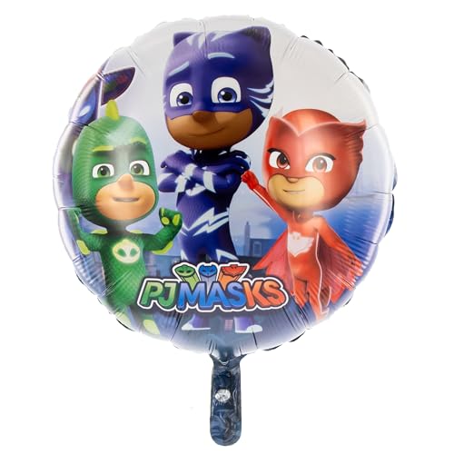Party Factory `PJ Masks´ Folienballon, Ø45cm, bunt, Superhelden Trio Catboy, Owlette, Gekko, Heliumballon zum Kindergeburtstag
