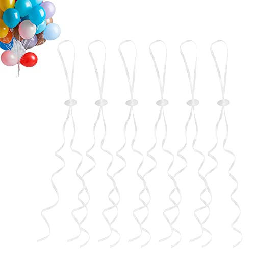 GoldRock Ballonverschlüsse Helium mit Schnur, 50 Stück Ballonband für Machen Luftballon Girlande, Weiß Luftballon Verschluss, Luftballon Schnur mit für Hochzeitsfeier/Geburtstag/Party