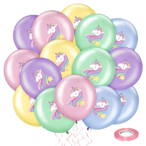 ruggito Latex Einhorn Luftballons, 20 Mehrfarbige Einhorn Ballons Dekoration, 12 Zoll Macaron Unicorn Balloon Set, Geburtstag Luftballons, Girls Unicorn Decoration für Party Decor