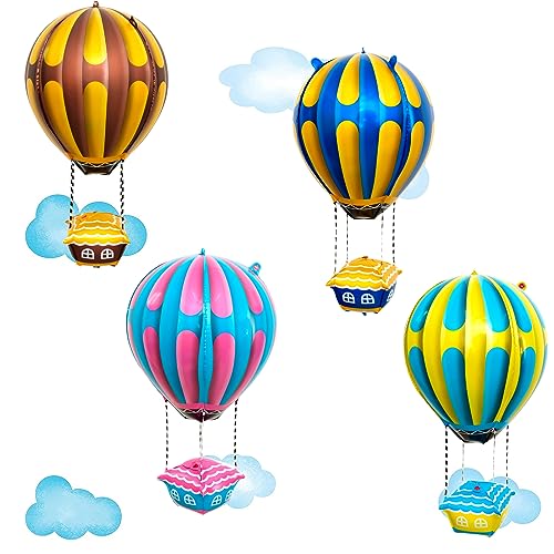 Catelves 4 Stück Heißluftballon, Helium Luftballons, Helium Ballons, Folienballon, Luftballons Bunt, Folienballon Geburtstag für Decken Kindergarten Party Hochzeitsdekor