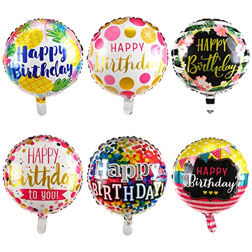 Big Eye Owl 6 Stück Happy Birthday Luftballon Runde Helium Folienballons Bunte Mylar Ballon Geburtstag Party Dekoration Lieferungen 18 Zoll