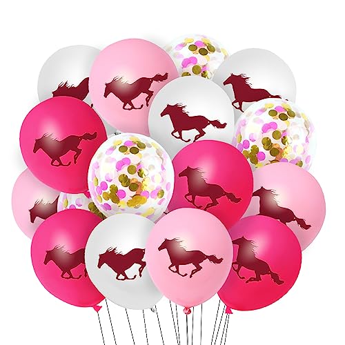 Pferd Thema Luftballons, 40 Stück 12 Zoll Latex Ballons, Western Cowgirl Partydeko, Luftballons Rosa Konfetti, für Kinder Party Geburtstag Mottoparty Dekoration