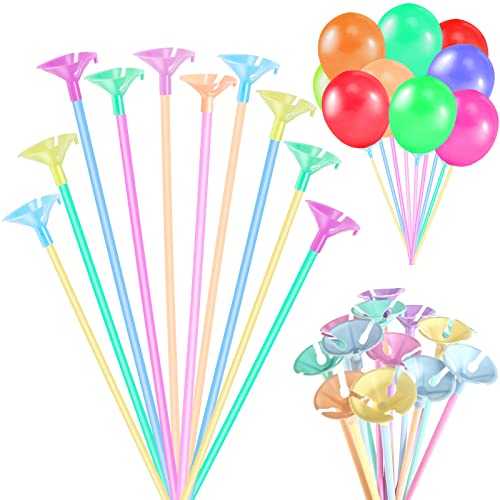 Luftballon Stäbe, 100 Stück Ballonstäbe Stäbe Halter für Luftballons Wiederverwendbar Ballonstäbe, Ballonstangen Luftballonstäbe mit Halterung Dekoration Geburtstag Hochzeits
