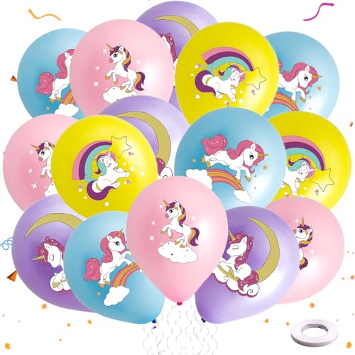 20 Stück Einhorn Luftballons,Einhorn Geburtstagsdeko,Einhorn Deko,Unicorn Birthday Decoration,Einhorn Luftballon,Luftballons Geburtstag für Geburtstag Thema Party