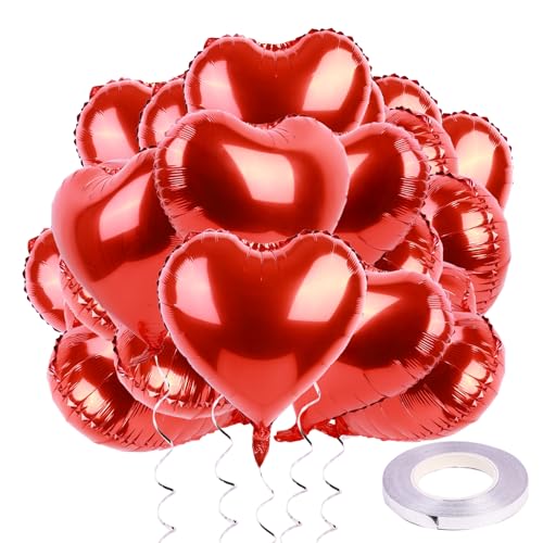 Herzluftballons 25 Stück Valentinstag Helium Luftballon Rot Herzen Ballons Valentinstag Standesamt Verlobung Heiratsantrag Deko Folienballon Hochzeit Geburtstagsdeko 18 Zoll