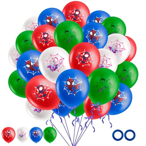 30 Stück Geburtstag Deko Kit, Spider Balloons Party Geburtstag Deko, Spider Luftballons Geburtstag Pack für Kinder Fans Jungen Mädchen