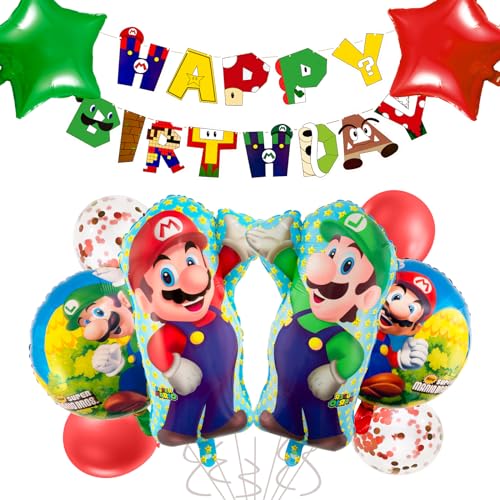 Super Luftballons Geburtstag, Super Geburtstag Deko, Kindergeburtstag Deko Set Enthält Happy Birthday Banner Girlande & Folienballon, Super Party Deko Geburtstag