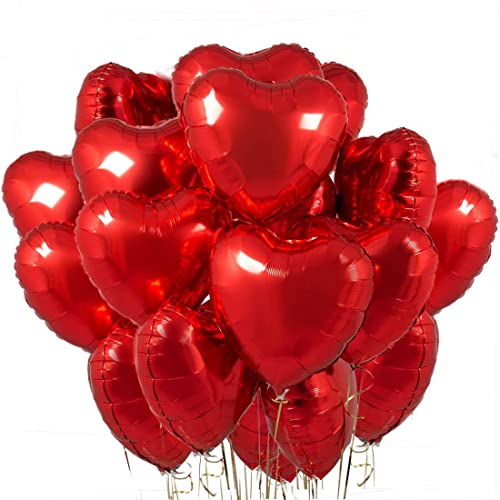 Herz Folienballon rot 20 Stück,Herz Helium Luftballons,Heliumballon Herzen,Herzluftballons,Herzform Folienluftballon Herzballons Geeignet für Geburtstag Hochzeit Verlobung Brautdusche Valentinstag