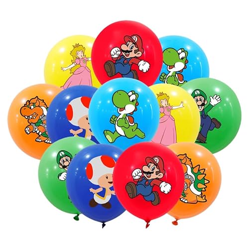 18 Stück Mario Luftballons Mario Geburtstagsdeko Kinder Mario Luftballons für Kindergeburtstag Party Dekoration