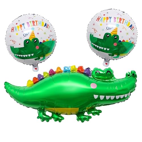 Krokodile Luftballons Grün Ballons Tiere Luftballon 3 Stück Krokodileballons Folienballon Krokodil Geburtstagsdeko Mädchen Junge Kindergeburtstag Deko Krokodile Geburtstag Party Dekoration Geschenk